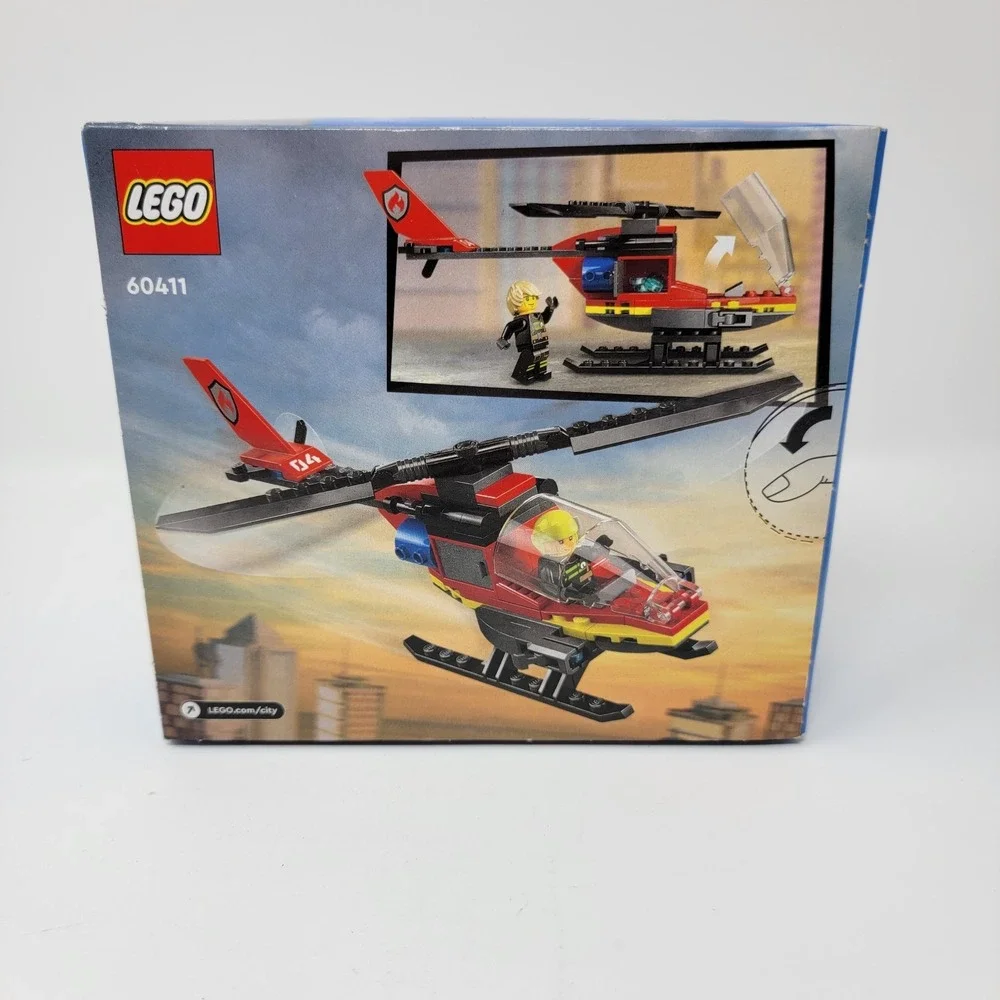 New! LEGO City 60411 Fire Rescue Helicopter Building Toy 85 pieces - Ages 5+